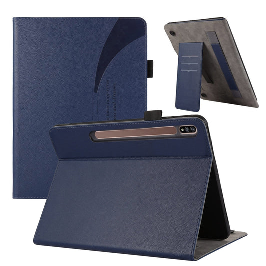 For Samsung Galaxy Tab S9 / S8 / S7 Litchi Texture Leather Sucker Tablet Case(Dark Blue) - Other Galaxy Tab PC by buy2fix | Online Shopping UK | buy2fix