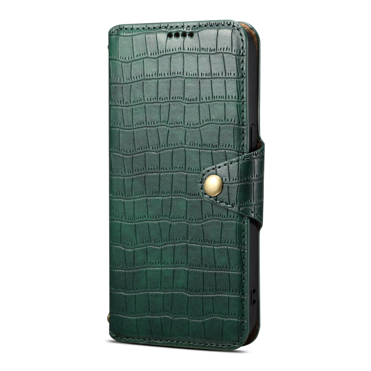 For iPhone 16 Pro Max Denior Crocodile Texture Oil Edge Leather Phone Case(Green) - iPhone 16 Pro Max Cases by Denior | Online Shopping UK | buy2fix