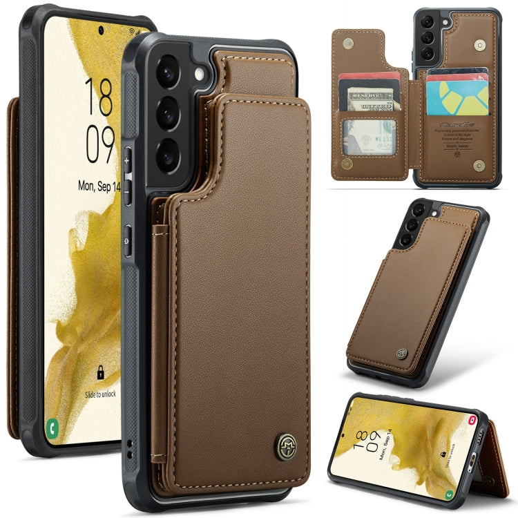 For Samsung Galaxy S22+ 5G CaseMe C22 Card Slots Holder RFID Anti-theft Phone Case(Brown) - Galaxy S22+ 5G Cases by CaseMe | Online Shopping UK | buy2fix