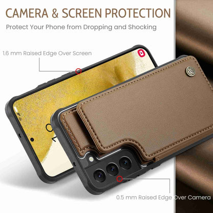 For Samsung Galaxy S22+ 5G CaseMe C22 Card Slots Holder RFID Anti-theft Phone Case(Brown) - Galaxy S22+ 5G Cases by CaseMe | Online Shopping UK | buy2fix