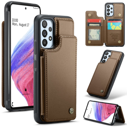 For Samsung Galaxy A53 5G CaseMe C22 Card Slots Holder RFID Anti-theft Phone Case(Brown) - Galaxy Phone Cases by CaseMe | Online Shopping UK | buy2fix