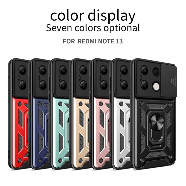 For Xiaomi Redmi Note 13 4G Global Sliding Camera Cover Design TPU Hybrid PC Phone Case(Rose Gold) - Note 13 Cases by buy2fix | Online Shopping UK | buy2fix