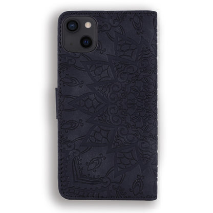 For iPhone 16 Pro Mandala Embossed Dual-Fold Calf Leather Phone Case(Black) - iPhone 16 Pro Cases by buy2fix | Online Shopping UK | buy2fix