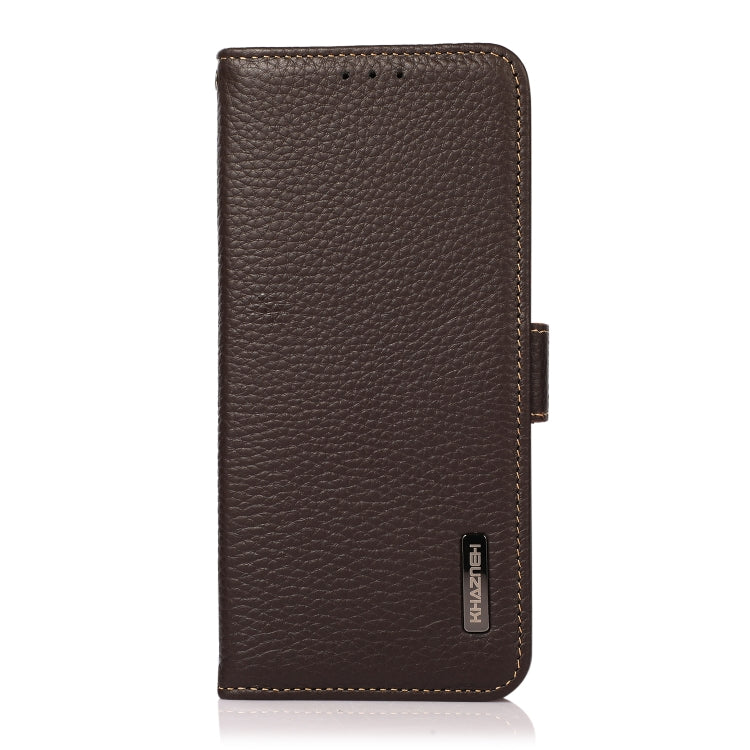 For Xiaomi Redmi K70 Pro KHAZNEH Side-Magnetic Litchi Genuine Leather RFID Phone Case(Brown) - K70 Pro Cases by buy2fix | Online Shopping UK | buy2fix