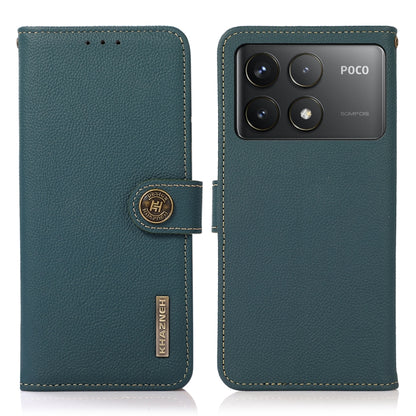 For Xiaomi Redmi K70 Pro KHAZNEH Custer Texture RFID Genuine Leather Phone Case(Green) - K70 Pro Cases by buy2fix | Online Shopping UK | buy2fix