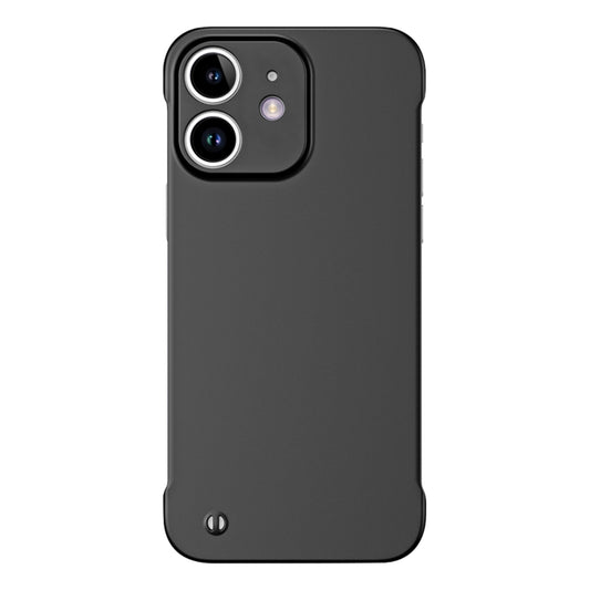 For iPhone 12 Frameless Metallic Paint Hybrid PC Phone Case(Matte Black) - iPhone 12 / 12 Pro Cases by buy2fix | Online Shopping UK | buy2fix