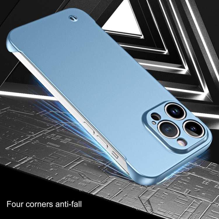 For iPhone 12 Pro Max Frameless Metallic Paint Hybrid PC Phone Case(Sierra Blue) - iPhone 12 Pro Max Cases by buy2fix | Online Shopping UK | buy2fix