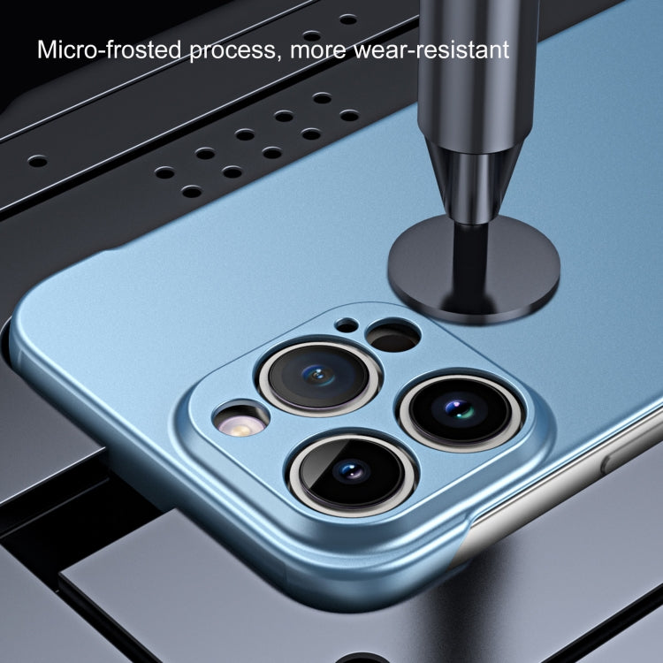 For iPhone 12 Pro Max Frameless Metallic Paint Hybrid PC Phone Case(Sierra Blue) - iPhone 12 Pro Max Cases by buy2fix | Online Shopping UK | buy2fix