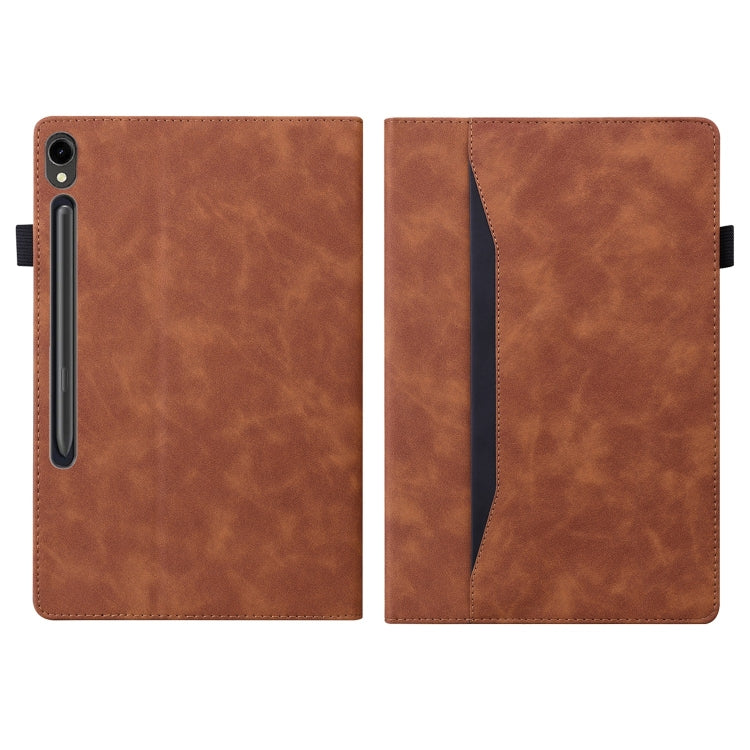 For Samsung Galaxy Tab S9 FE+ Splicing Shockproof Leather Tablet Case(Brown) - Galaxy Tab S9 FE+ by buy2fix | Online Shopping UK | buy2fix