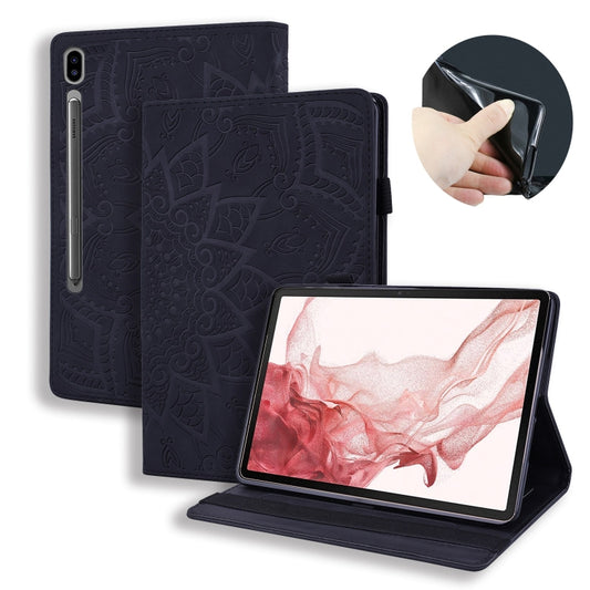 For Samsung Galaxy Tab S9 FE+ Calf Texture Embossed Leather Tablet Case(Black) - Galaxy Tab S9 FE+ by buy2fix | Online Shopping UK | buy2fix