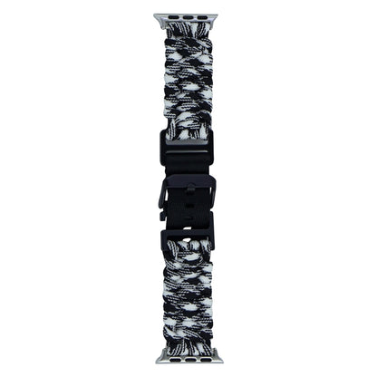 For Apple Watch Ultra 2 49mm Paracord Plain Braided Webbing Buckle Watch Band(Black White) - Watch Bands by buy2fix | Online Shopping UK | buy2fix