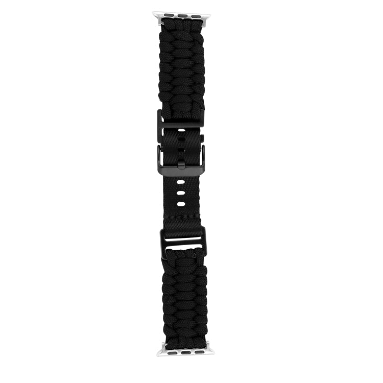 For Apple Watch Ultra 49mm Paracord Plain Braided Webbing Buckle Watch Band(Black) - Watch Bands by buy2fix | Online Shopping UK | buy2fix