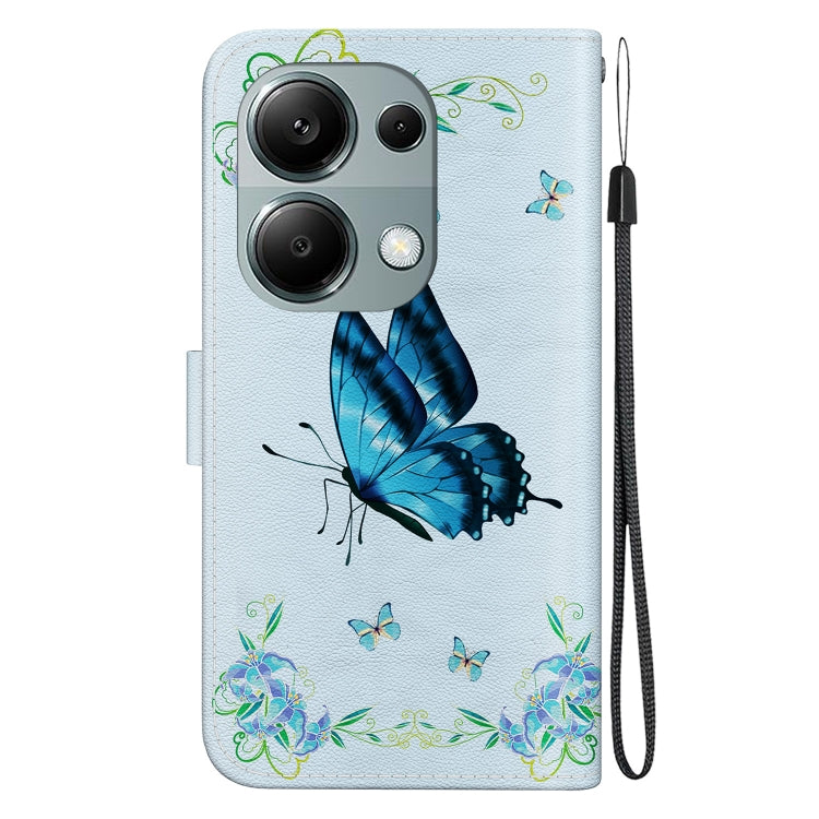 For Xiaomi Redmi Note 13 Pro 4G Crystal Texture Colored Drawing Leather Phone Case(Blue Pansies) - Note 13 Pro Cases by buy2fix | Online Shopping UK | buy2fix