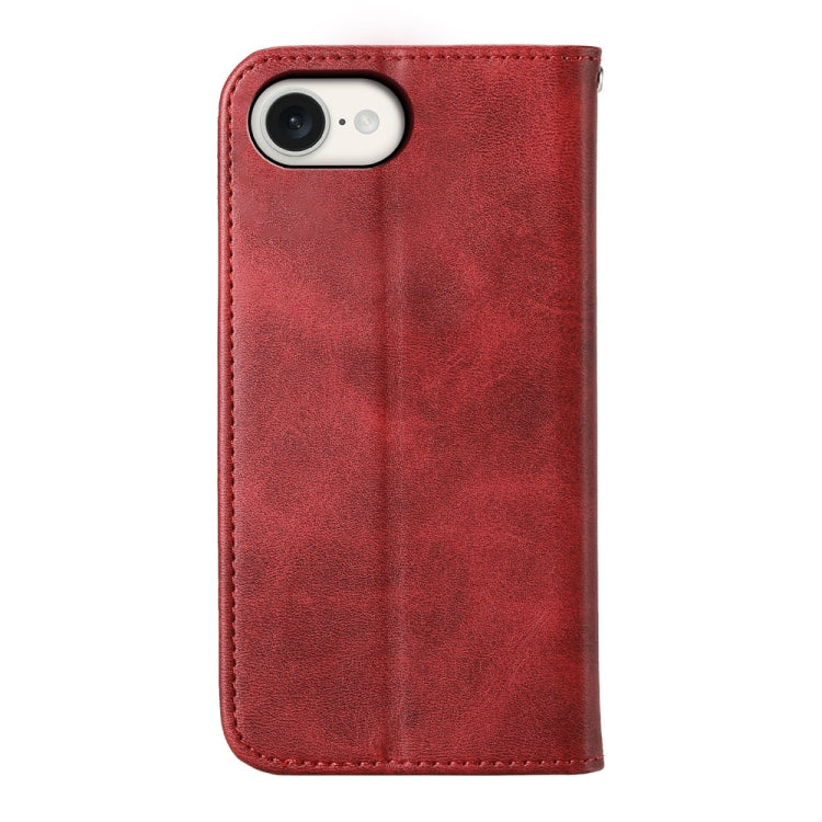 For iPhone 16e Cubic Grid Calf Texture Magnetic Leather Phone Case(Red) - iPhone 16e Cases by buy2fix | Online Shopping UK | buy2fix