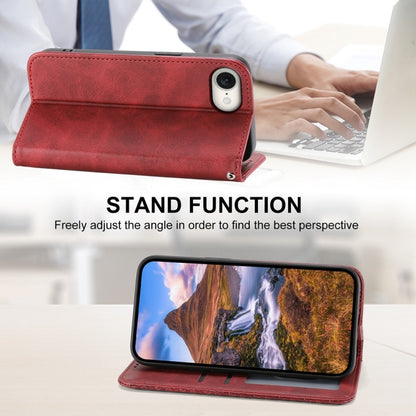 For iPhone 16e Cubic Grid Calf Texture Magnetic Leather Phone Case(Red) - iPhone 16e Cases by buy2fix | Online Shopping UK | buy2fix