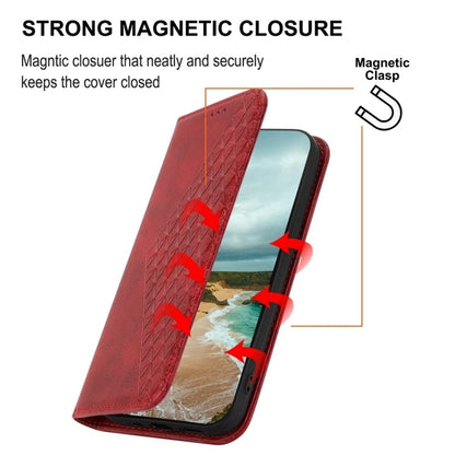 For iPhone 16e Cubic Grid Calf Texture Magnetic Leather Phone Case(Red) - iPhone 16e Cases by buy2fix | Online Shopping UK | buy2fix