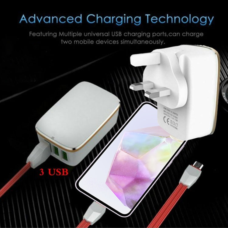 LDNIO A3304 17W 3 USB Interfaces Travel Charger Mobile Phone Charger, UK Plug - USB Charger by LDNIO | Online Shopping UK | buy2fix