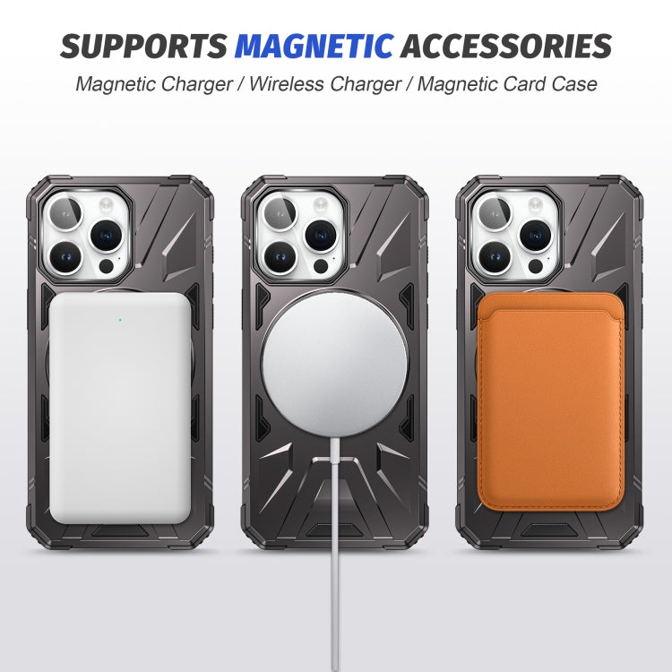 For iPhone 14 Pro MagSafe Magnetic Shockproof Phone Case with Ring Holder(Dark Grey) - iPhone 14 Pro Cases by buy2fix | Online Shopping UK | buy2fix