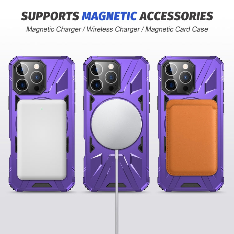 For iPhone 16 Pro MagSafe Magnetic Shockproof Phone Case with Ring Holder(Purple) - iPhone 16 Pro Cases by buy2fix | Online Shopping UK | buy2fix