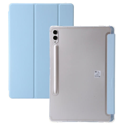 For Samsung Galaxy Tab S9 Ultra/S8 Ultra 3-Fold Clear Acrylic Leather Tablet Case(Ice Blue) - Galaxy Tab S9 Ultra Cases by buy2fix | Online Shopping UK | buy2fix