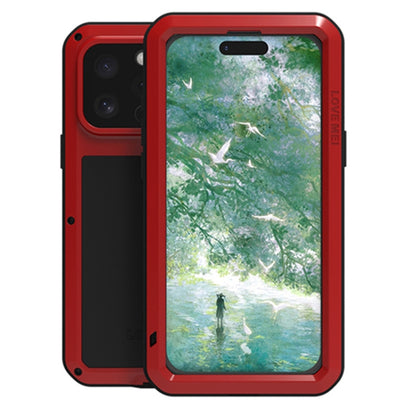 For iPhone 16 Pro Max LOVE MEI Metal Shockproof Life Waterproof Dustproof Phone Case(Red) - iPhone 16 Pro Max Tempered Glass by LOVE MEI | Online Shopping UK | buy2fix