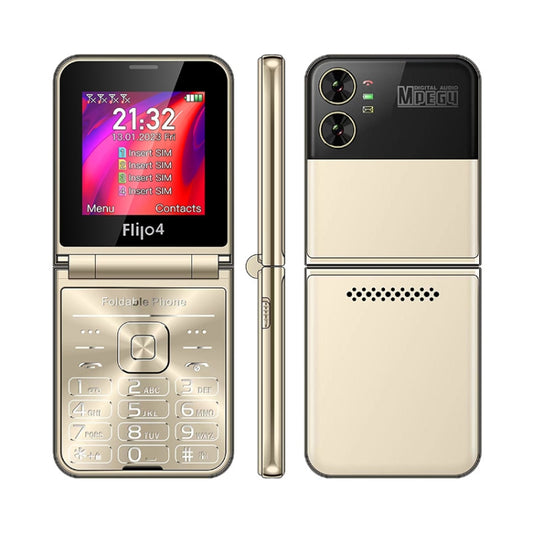 UNIWA F265 Flip Style Phone, 2.55 inch Mediatek MT6261D, FM, 4 SIM Cards, 21 Keys(Gold) - UNIWA by UNIWA | Online Shopping UK | buy2fix