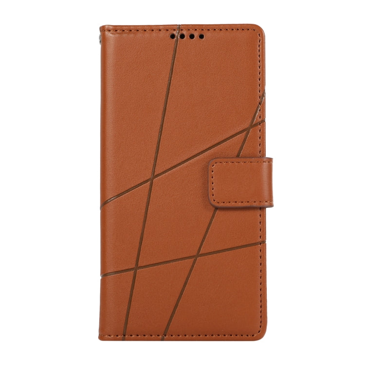 For Xiaomi Redmi Note 12 Pro+ 5G Global PU Genuine Leather Texture Embossed Line Phone Case(Brown) - Xiaomi Cases by buy2fix | Online Shopping UK | buy2fix