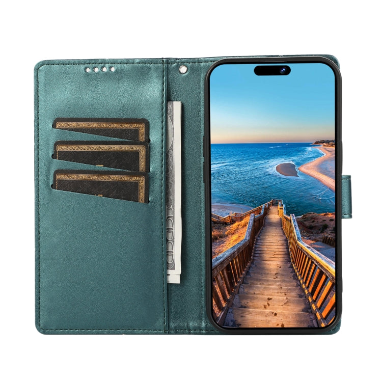For Xiaomi Redmi Note 13 Pro 5G PU Genuine Leather Texture Embossed Line Phone Case(Green) - Note 13 Pro Cases by buy2fix | Online Shopping UK | buy2fix