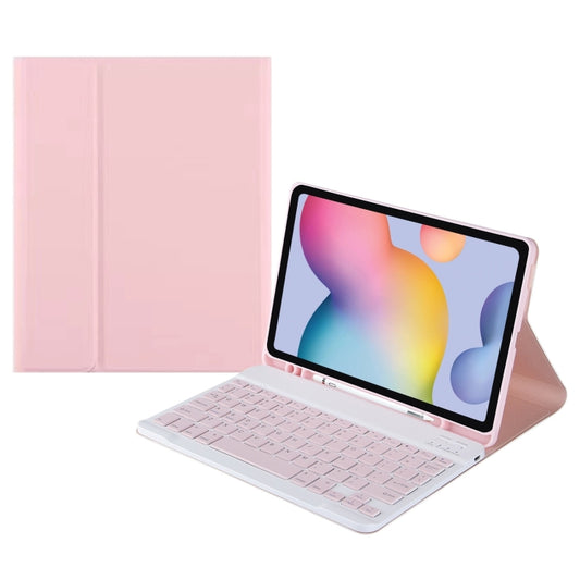 For Samsung Galaxy Tab S9 FE Square Cap Bluetooth Keyboard Leather Case with Pen Slot(Pink) - Samsung Keyboard by buy2fix | Online Shopping UK | buy2fix