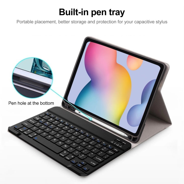 For Samsung Galaxy Tab S9 FE+ Square Cap Bluetooth Keyboard Leather Case with Pen Slot(Light Blue) - Samsung Keyboard by buy2fix | Online Shopping UK | buy2fix