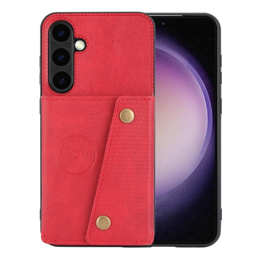 For Samsung Galaxy S23 FE 5G Double Buckle Card Slots Magnetic Phone Case(Red) - Galaxy S23 FE 5G Cases by buy2fix | Online Shopping UK | buy2fix