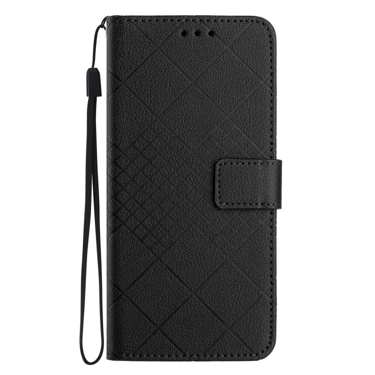 For Motorola Moto G Play 5G 2024 Rhombic Grid Texture Leather Phone Case(Black) - Motorola Cases by buy2fix | Online Shopping UK | buy2fix