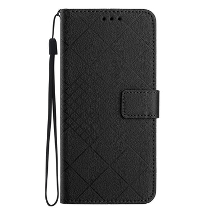 For Samsung Galaxy S23 5G Rhombic Grid Texture Leather Phone Case(Black) - Galaxy S23 5G Cases by buy2fix | Online Shopping UK | buy2fix