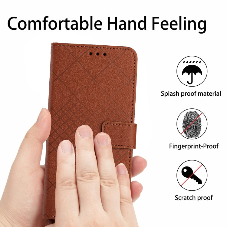 For Xiaomi 14 Ultra Rhombic Grid Texture Leather Phone Case(Brown) - 14 Ultra Cases by buy2fix | Online Shopping UK | buy2fix