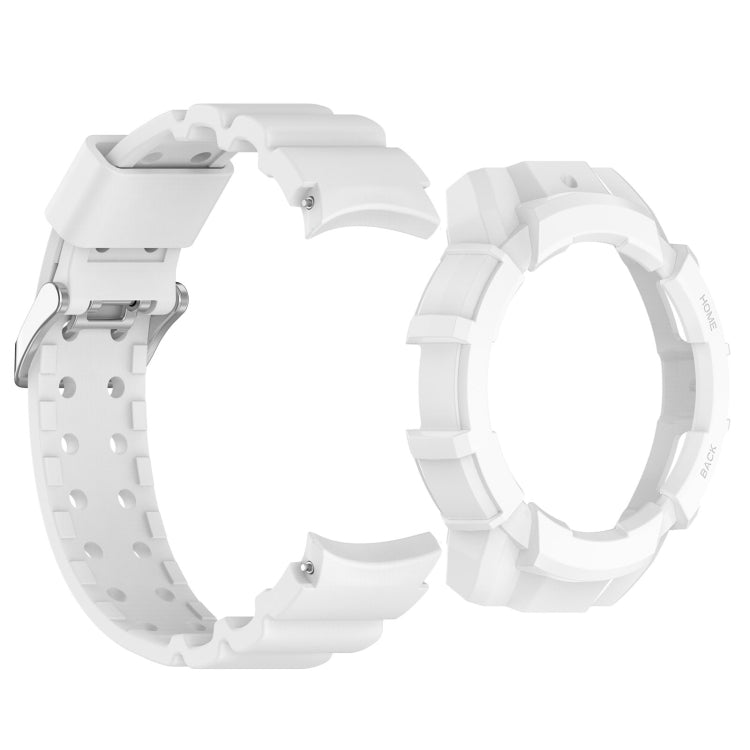 For Samsung Galaxy Watch 6 40mm Armor Silicone Watch Band + Watch Case Set(White) - Watch Bands by buy2fix | Online Shopping UK | buy2fix