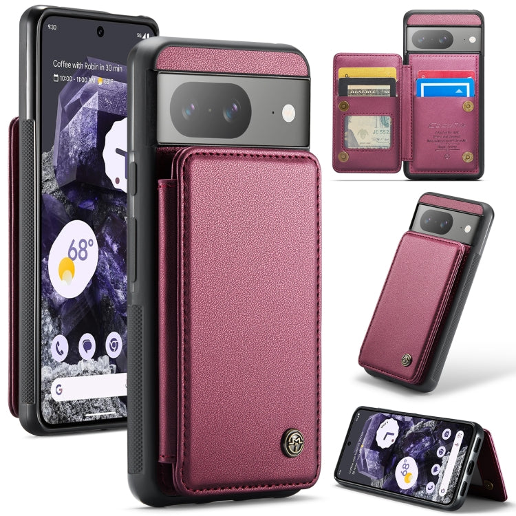 For Google Pixel 8 CaseMe C22 Card Slots Holder RFID Anti-theft Phone Case(Wine Red) - Google Cases by CaseMe | Online Shopping UK | buy2fix