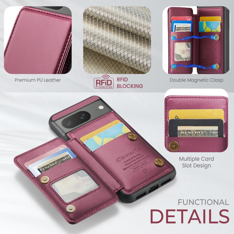 For Google Pixel 8 CaseMe C22 Card Slots Holder RFID Anti-theft Phone Case(Wine Red) - Google Cases by CaseMe | Online Shopping UK | buy2fix