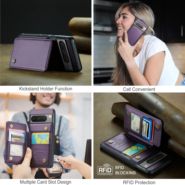 For Google Pixel 8 Pro CaseMe C22 Card Slots Holder RFID Anti-theft Phone Case(Purple) - Google Cases by CaseMe | Online Shopping UK | buy2fix