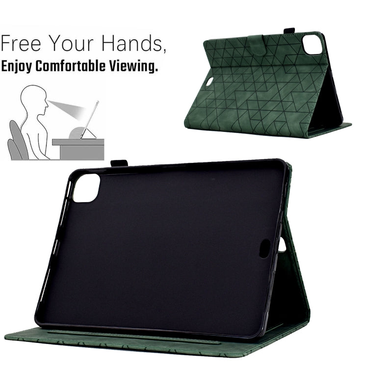 For iPad Pro 11 2024 Rhombus TPU Smart Leather Tablet Case(Green) - iPad Pro 11 2024 Cases by buy2fix | Online Shopping UK | buy2fix