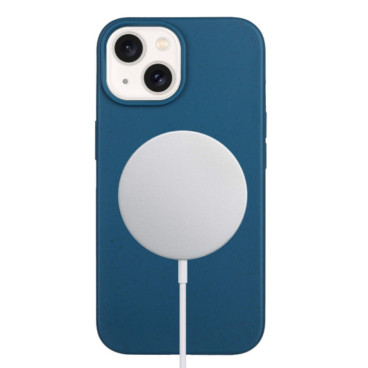 For iPhone 13 Wheat MagSafe Magnetic Straw Material + TPU Phone Case(Blue) - iPhone 13 Cases by buy2fix | Online Shopping UK | buy2fix