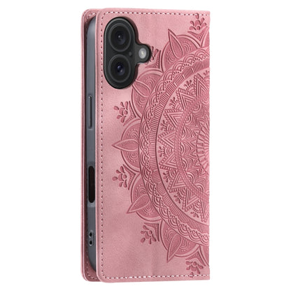 For iPhone 16 Totem Embossed Magnetic Leather Phone Case(Rose Gold) - iPhone 16 Cases by buy2fix | Online Shopping UK | buy2fix