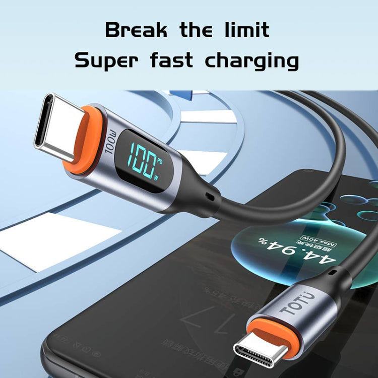 TOTU CB-7-T 30W USB to USB-C / Type-C Digital Display Fast Charging Silicone Cable, Length: 1m(Black) - USB-C & Type-C Cable by TOTUDESIGN | Online Shopping UK | buy2fix