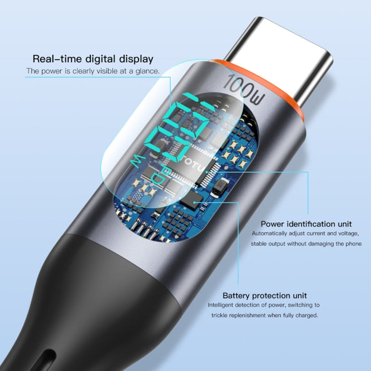 TOTU CB-7-PD 27W USB-C / Type-C to 8 Pin Digital Display Fast Charging Silicone Cable, Length: 1m(Black) - 2 in 1 Cable by TOTUDESIGN | Online Shopping UK | buy2fix