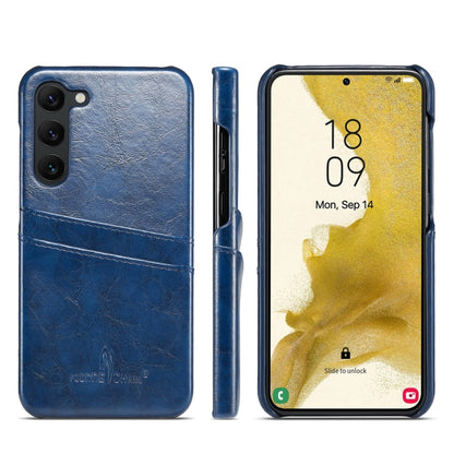 For Samsung Galaxy S24+ 5G Fierre Shann Oil Wax Texture Leather Phone Case with Card Slots(Blue) - Galaxy S24+ 5G Cases by FIERRE SHANN | Online Shopping UK | buy2fix