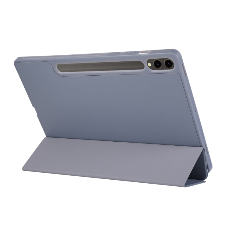 For Samsung Galaxy Tab S9 FE+ 3-Fold Pure Color TPU Leather Tablet Case with Pen Slot(Lavender) - Galaxy Tab S9 FE+ by buy2fix | Online Shopping UK | buy2fix