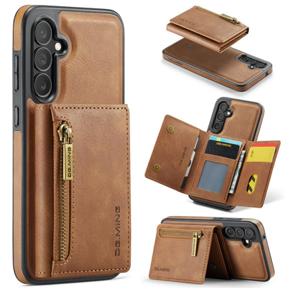 For Samsung Galaxy S23 FE 5G DG.MING M5 Series Zip RFID Multi Card Detachable Leather Phone Case(Brown) - Galaxy S23 FE 5G Cases by DG.MING | Online Shopping UK | buy2fix