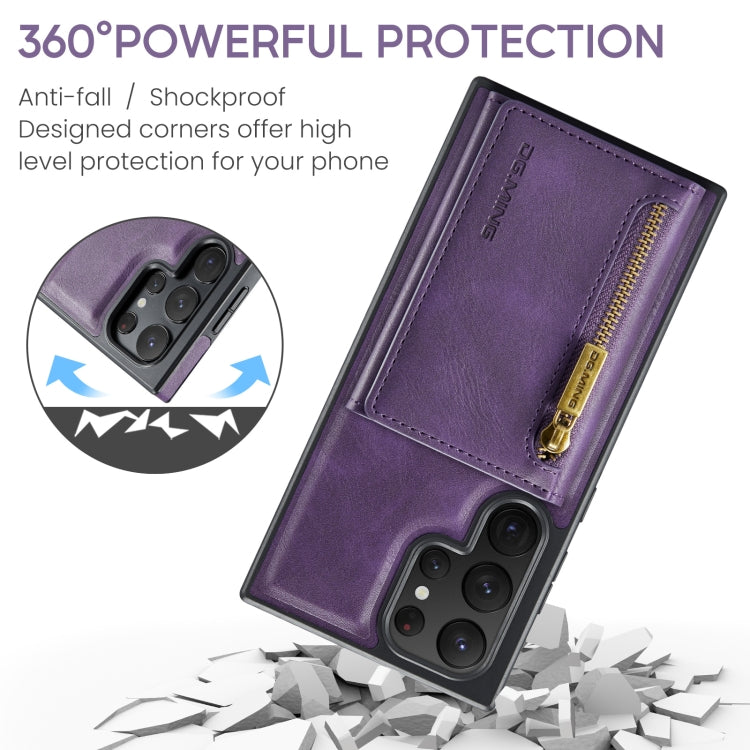 For Samsung Galaxy S22 Ultra DG.MING M5 Series Zip RFID Multi Card Detachable Leather Phone Case(Purple) - Galaxy S22 Ultra 5G Cases by DG.MING | Online Shopping UK | buy2fix