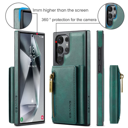 For Samsung Galaxy S24 Ultra 5G DG.MING M5 Series Zip RFID Multi Card Detachable Leather Phone Case(Green) - Galaxy S24 Ultra 5G Cases by DG.MING | Online Shopping UK | buy2fix