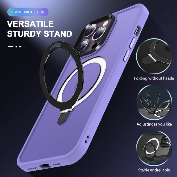 For iPhone 16 Pro Max Skin-feel MagSafe Holder PC Hybrid TPU Phone Case(Purple) - iPhone 16 Pro Max Cases by buy2fix | Online Shopping UK | buy2fix