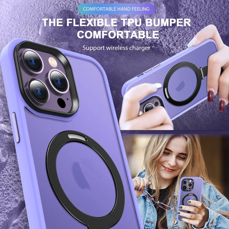 For iPhone 16 Pro Max Skin-feel MagSafe Holder PC Hybrid TPU Phone Case(Purple) - iPhone 16 Pro Max Cases by buy2fix | Online Shopping UK | buy2fix